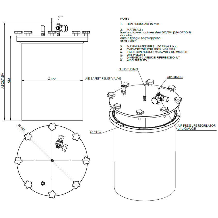5000CL-ST-50L-stainless-steel-304-316-standard-Pressure-Tank_drawing
